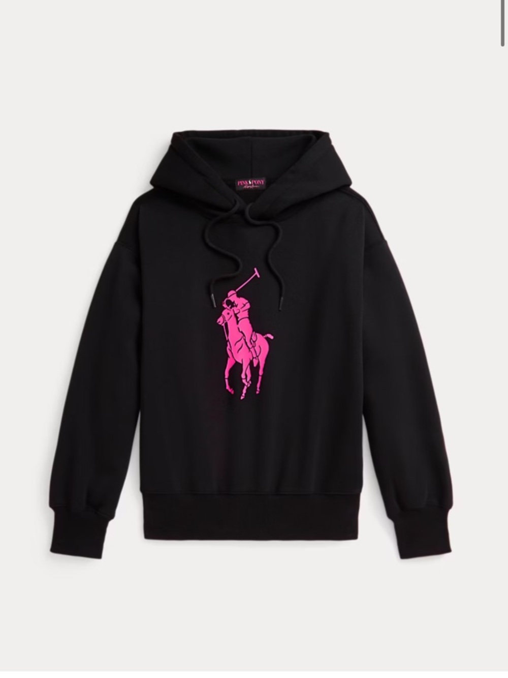 Ralph Lauren Black Hoodie Pink Pony